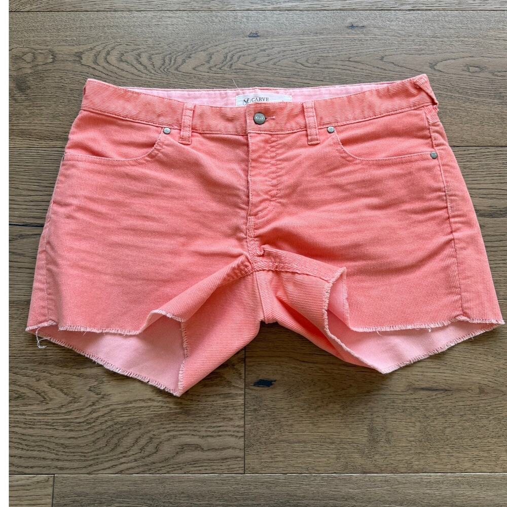 Carve Designs Oahu Corduroy Shorts Coral Pink Frayed Hem Women's 8